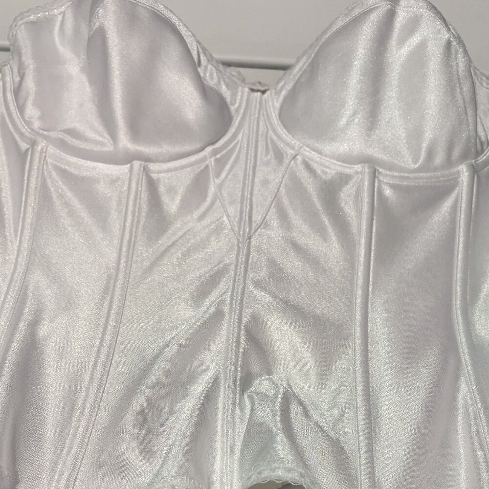 Dominique Juliette Satin Longline Bustier Bridal Bra White Size 36D
